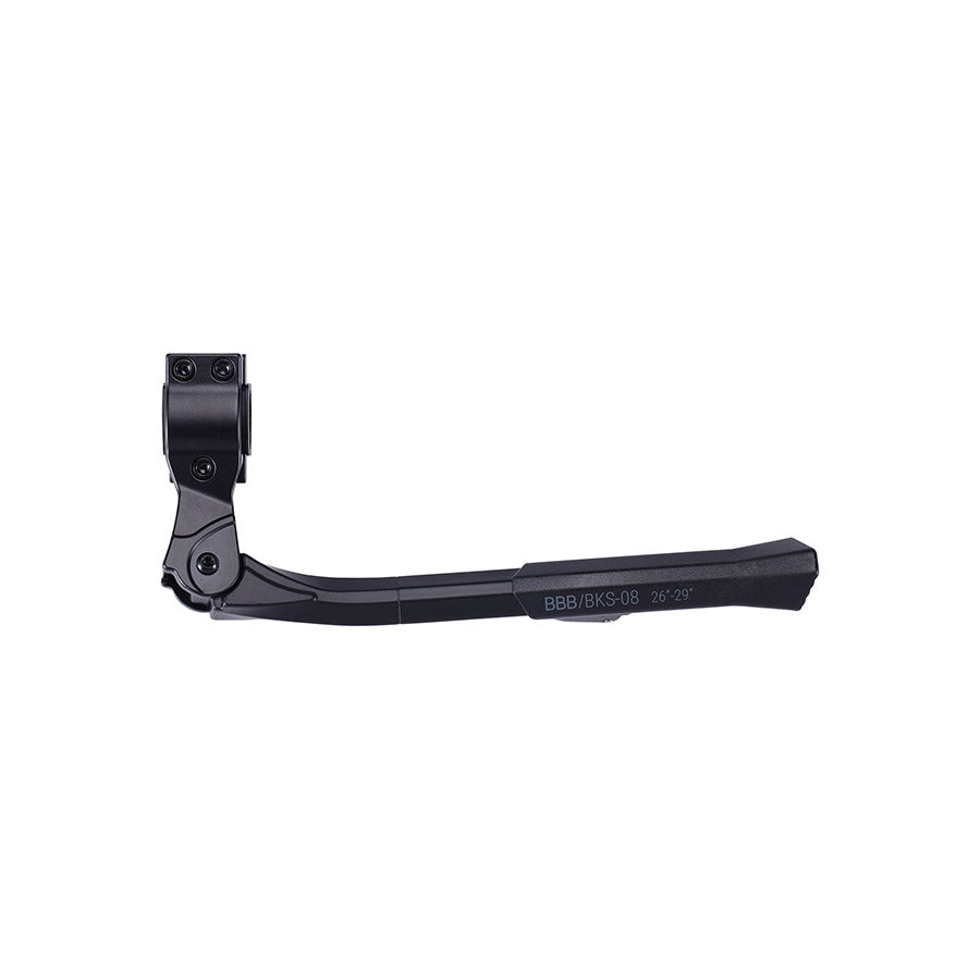 BBB Cycling BKS-08 UniKick rear mount kickstand for bikes, black, compatible with 26 to 29-inch wheels, clamp mount design.