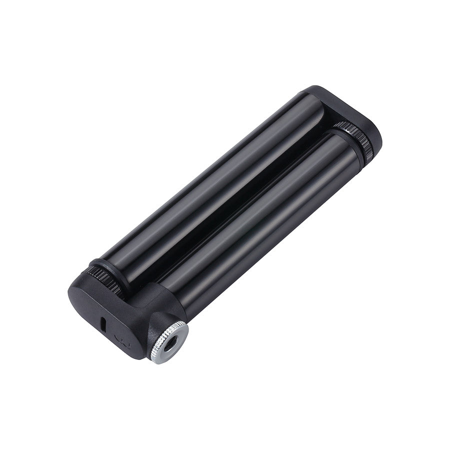 BBB Cycling BMP-102 DoubleShot frame pump with 120mm length, black press-fit design, capable of 116 PSI for bike tire inflation