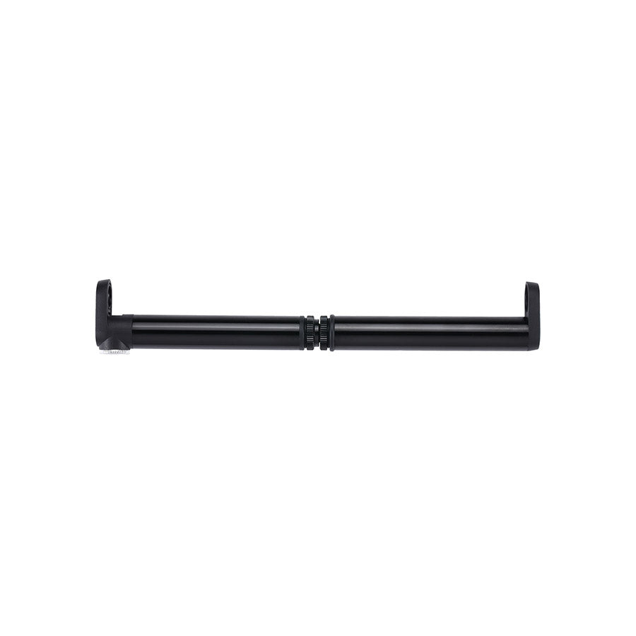 Black BBB Cycling BMP-102 DoubleShot frame pump with 120mm length, 116psi pressure, and press-fit design for bike tires.