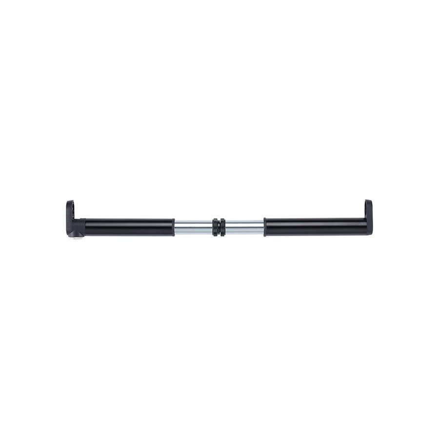 BBB Cycling BMP-102 DoubleShot frame pump showing a compact black bike pump with 120mm length and 116 PSI pressure capacity.
