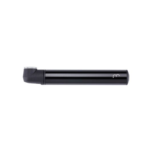BBB Cycling BMP-103 SingleShot MTB frame pump in black with 60psi, designed for mountain bike tire inflation.