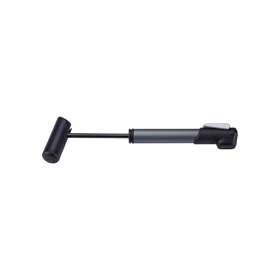 BBB Cycling BMP-55 WindRush frame pump with dual valve head, 250mm length, 100psi, grey color, for bike tire inflation.