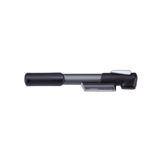 BBB Cycling BMP-57 WindGun frame pump with dual valve head and grey finish, designed for bike tire inflation up to 100 PSI.