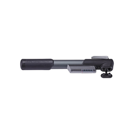 BBB Cycling BMP-57 WindGun frame pump with dual valve head, grey color, capable of 100 PSI for bicycle tire inflation