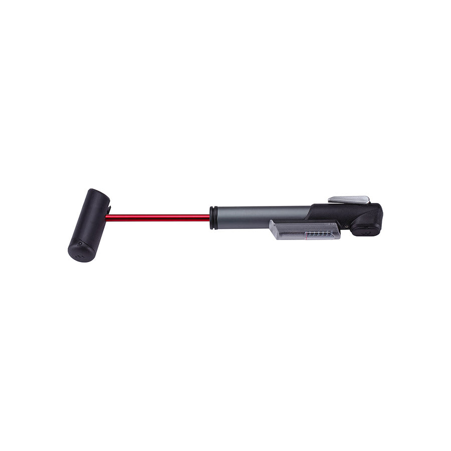 BBB Cycling BMP-57 WindGun frame pump with grey finish, dual valve head, capable of 100psi for bike tire inflation.