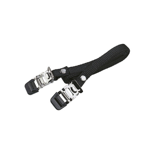 Pair of BBB Cycling BPD-30 Bike&Tight toe-clips and straps in black, designed for secure pedal connection and cycling performance.