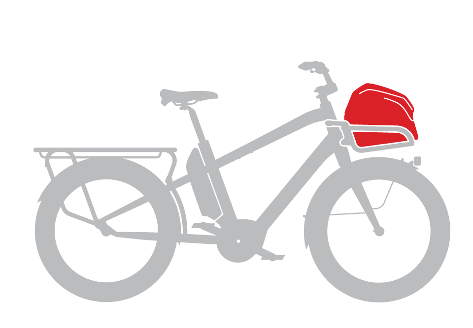 Benno Utility Front Tray Bag accessory kit with durable straps and compartments for bike storage and organization.