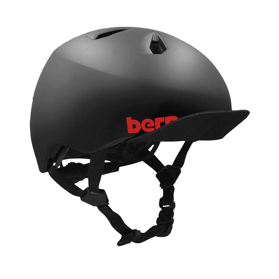 Bern Nino DVRT youth helmet in matte black with racing stripe, small size 51.5-54.5cm, for kids and young riders.