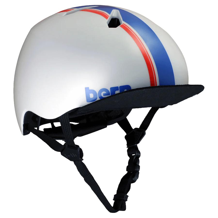 Bern Nino DVRT youth helmet in matte black with racing stripe, size small (51.5-54.5cm), lightweight and protective bicycle helmet