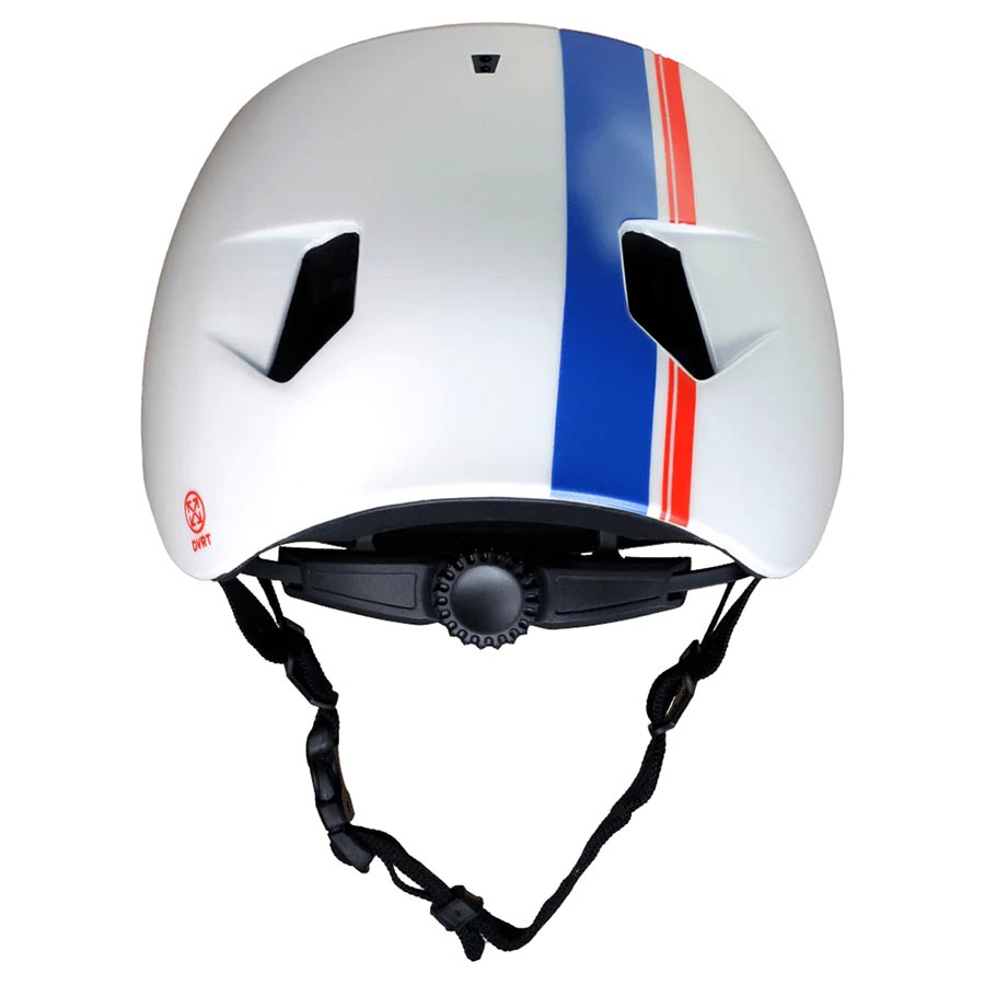 Bern Nino DVRT youth helmet in matte black with racing stripe, adjustable size 51.5-54.5cm, lightweight protective helmet for kids.