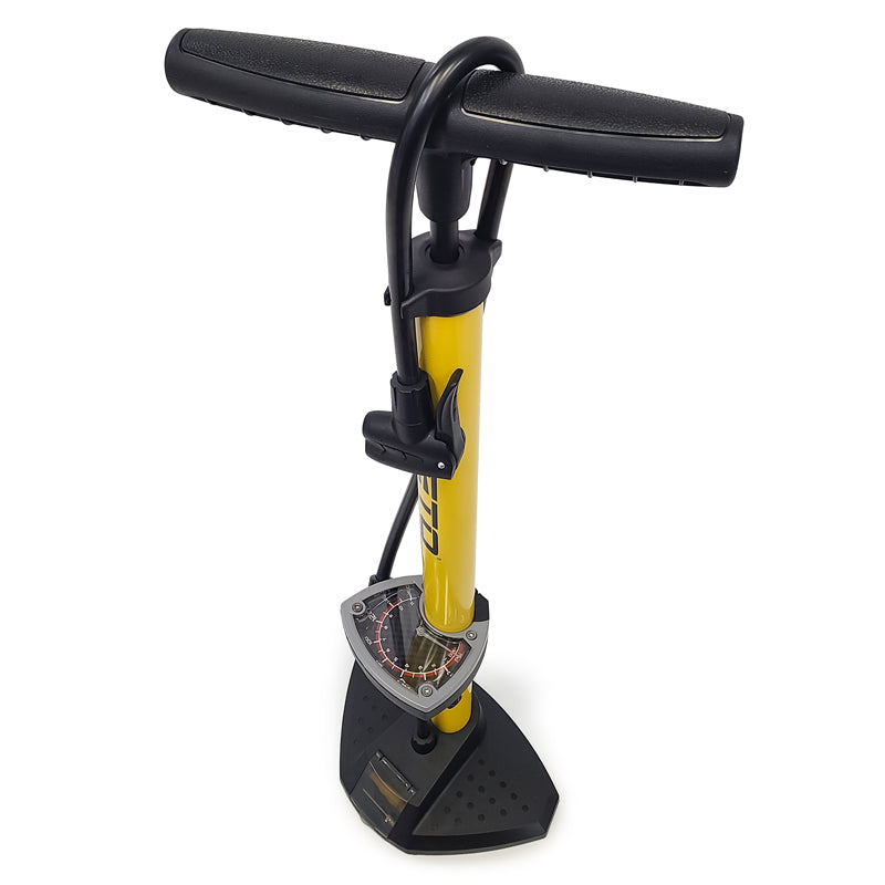Beto CWM floor pump for bicycles, featuring a sturdy metal frame and a comfortable handle for easy inflation.