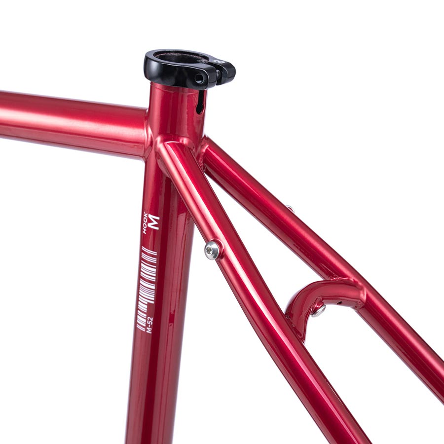 Bombtrack Hook road frame for bicycles, lightweight steel construction with sleek black finish and detailed tubing design.