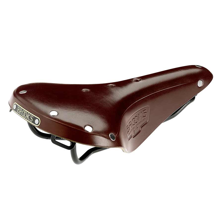 Brooks B17 Short recreational and commuter saddle in honey leather, with a padded, supportive design for cycling comfort.