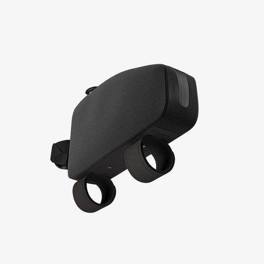 Brooks Scape Top Tube Bag Bolt attached to black bicycle frame, compact storage for cycling essentials.