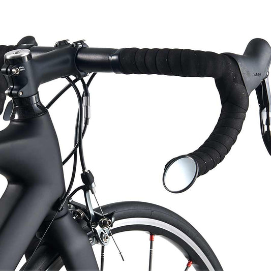 CatEye BM-45 bicycle mirror showing reflective surface and mounting arm, designed for bike handlebar visibility.