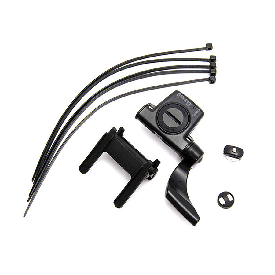 CatEye ISC-12 Bluetooth speed and cadence sensor with foot pods, used for cycling performance tracking.