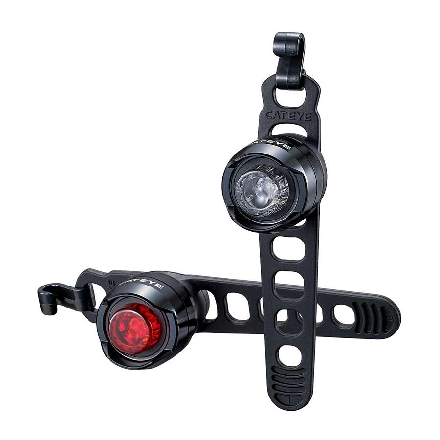 Black CatEye Orb Rechargeable rear light for bikes, compact LED safety light with rechargeable battery.