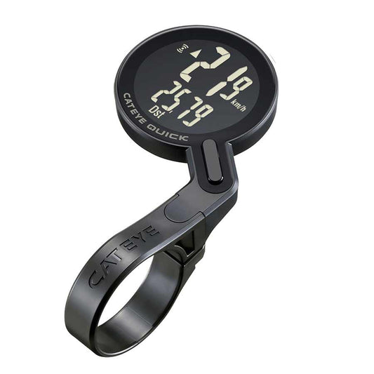 CatEye Quick computer GPS device for bikes, black, with no heart rate or cadence monitoring, compact cycling computer.