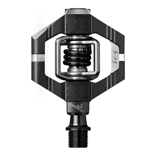 Crankbrothers Candy 7 clipless MTB pedals with aluminum body and spindle, black pair designed for mountain biking.