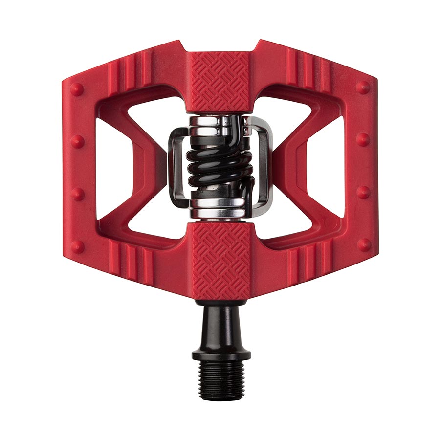 Pair of Crankbrothers DoubleShot 1 clipless MTB pedals in black, featuring a dual-sided design for mountain biking.