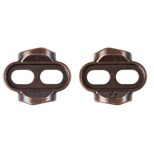Pair of bronze Crankbrothers Easy Release Cleat cleats for cycling shoes, designed for easy pedal release and secure fit.