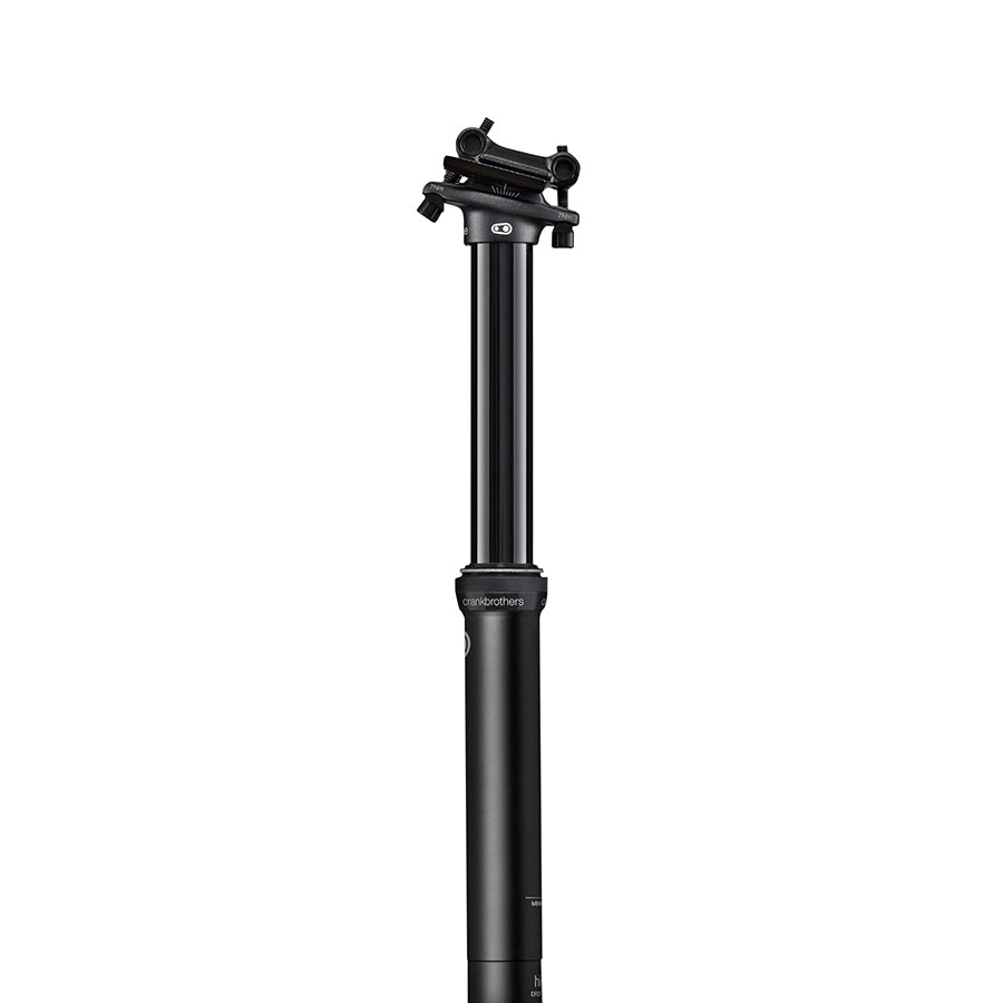 Crankbrothers Highline 7 dropper seatpost with 30.9mm diameter, 374mm travel, 100mm offset, no remote, black finish.