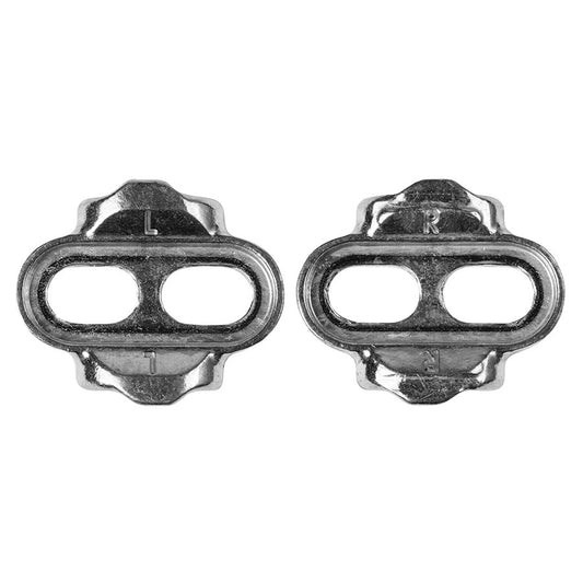 Pair of Crankbrothers Standard Release Cleats in silver, designed for cycling shoes and clipless pedal compatibility.
