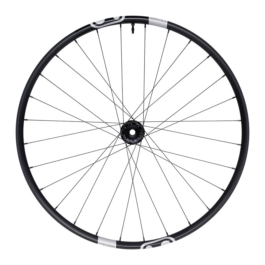 Crankbrothers Synthesis Alloy 2.0 Enduro front wheel with 29-inch, 6-bolt disc, black alloy rim, 28 spokes, 15mm thru-axle, 110mm spacing