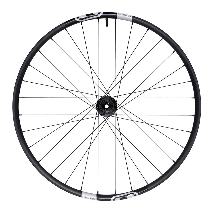 Crankbrothers Synthesis Alloy 2.0 Enduro wheels, front 29-inch, black alloy, 28 spokes, 15mm thru-axle, 6-bolt disc mount