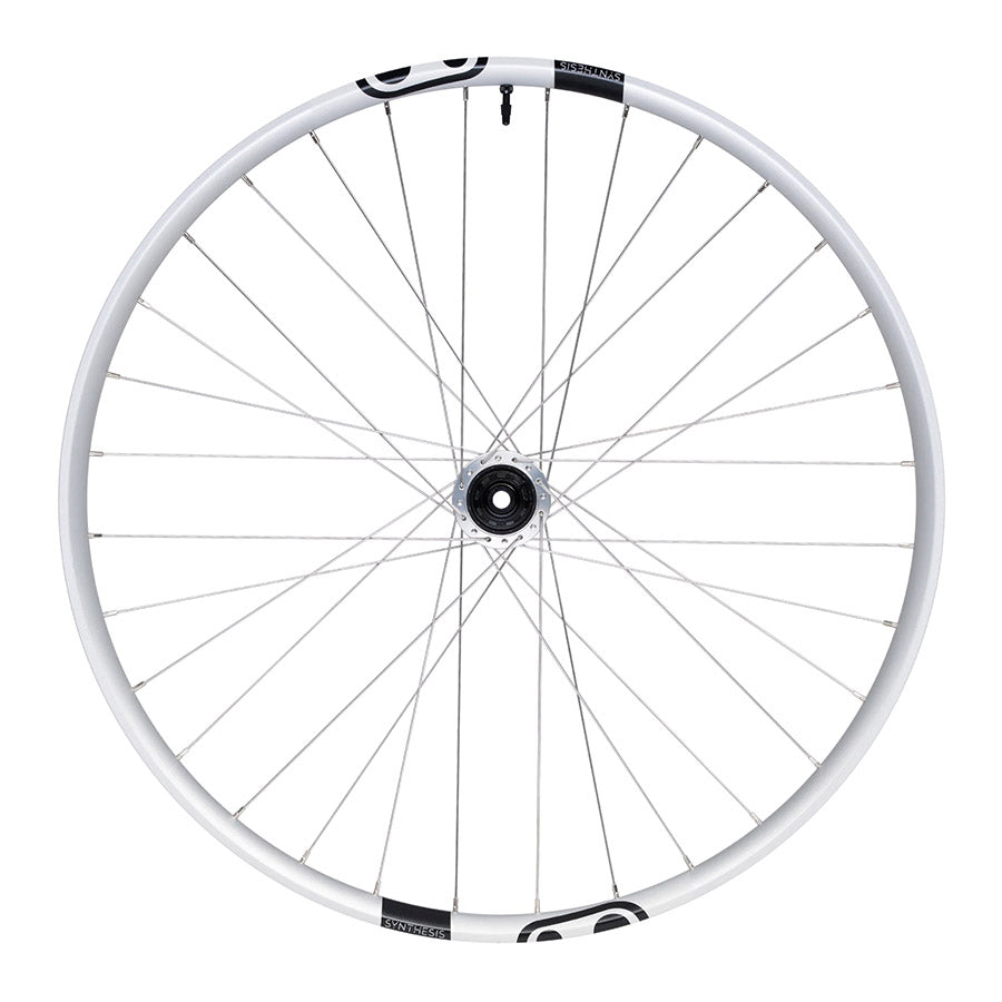 Crankbrothers Synthesis Alloy 2.0 Enduro front wheel with 29-inch rim, black alloy, 6-bolt disc, 15mm thru-axle, 28 spokes.