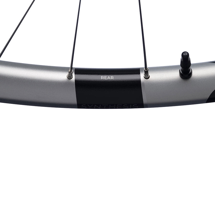 Crankbrothers Synthesis Alloy 2.0 Enduro wheels front 29-inch black alloy bike wheels with 28 spokes and 15mm thru-axle.