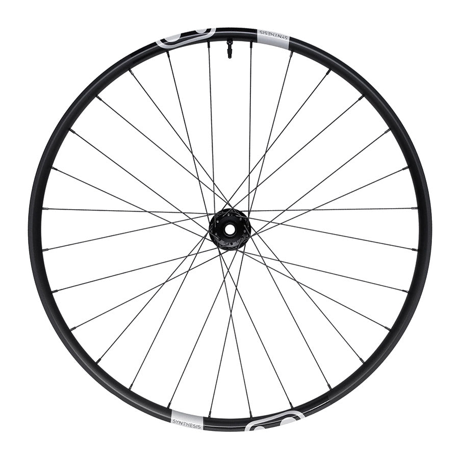 Crankbrothers Synthesis Alloy DH wheels front 29-inch mountain bike wheel with 28 spokes, disc brake compatibility, and 20mm thru-axle
