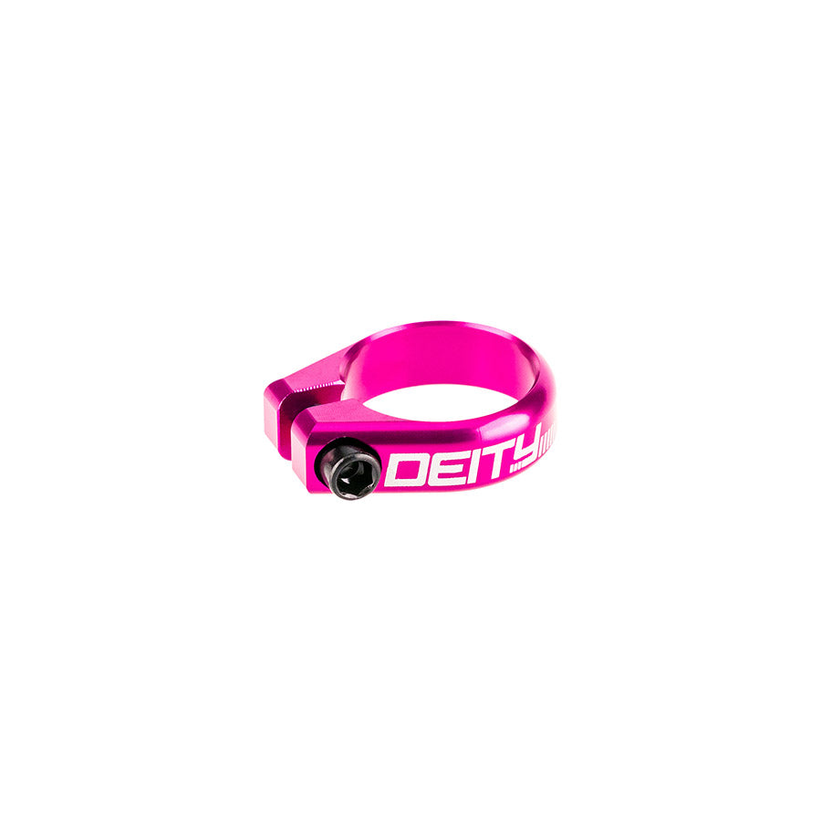 Deity Circuit 38.6mm black seatpost clamps, durable bike component for secure seatpost attachment.