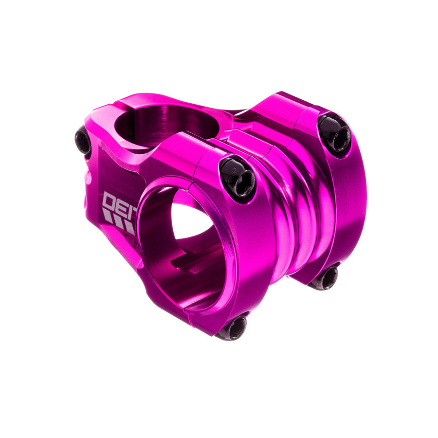 Deity Copperhead 35mm threadless stem in black, designed for 1-1/8 inch steerers, showcasing sleek bike component hardware.