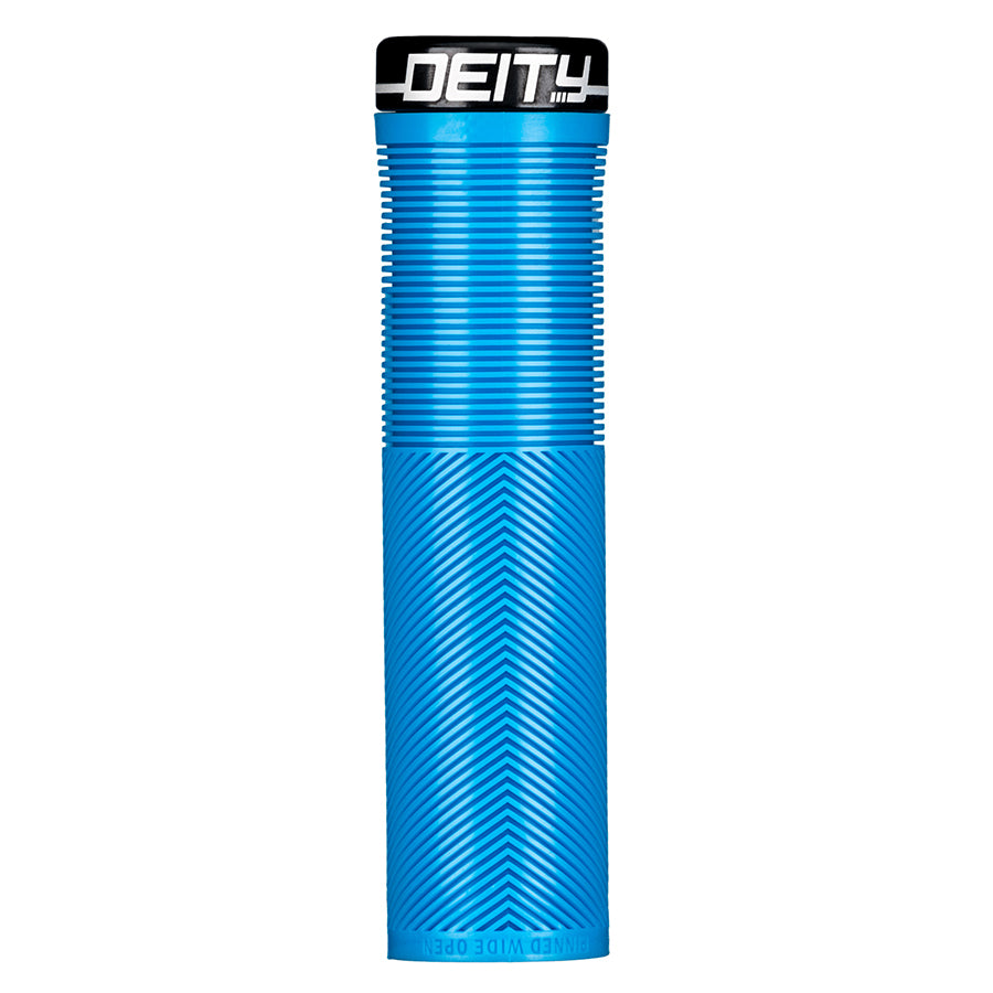 Pair of black Deity Knuckleduster grips with textured surface for improved grip and control.