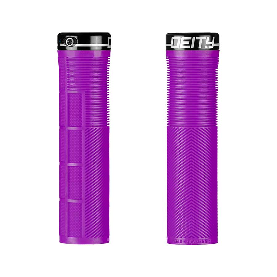 Pair of black Deity Knuckleduster grips with textured surface for improved grip and control.