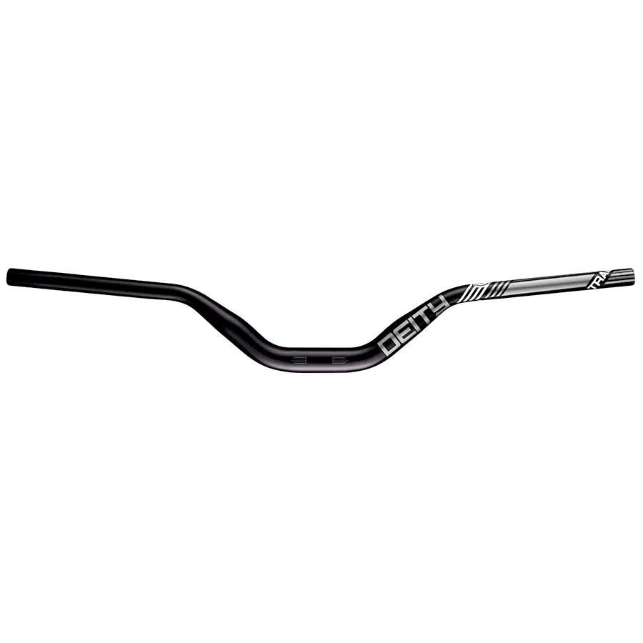 Black Deity Highside 80 MTB handlebars with ergonomic grips and sturdy construction for mountain biking.