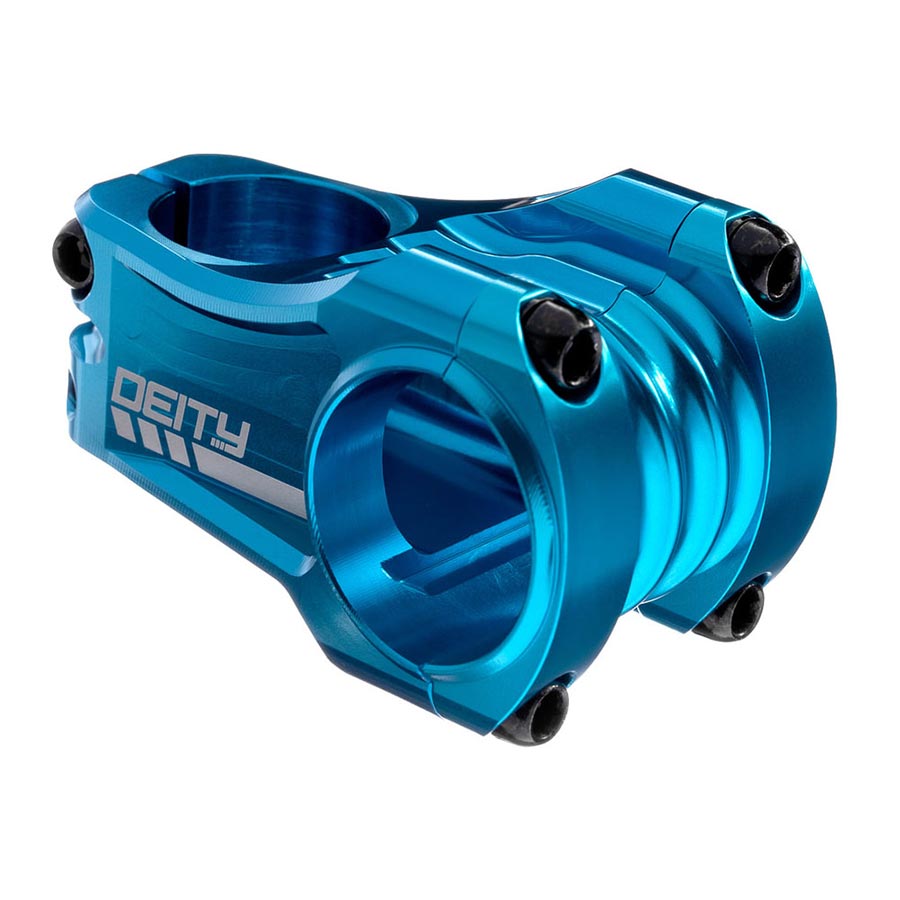 Deity Copperhead 50mm black threadless stem for 35mm diameter handlebars, 1-1/8 inch steerer tube, durable bike stem.