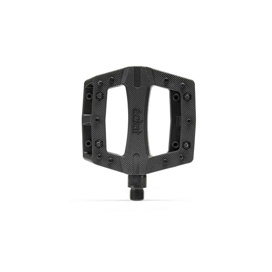 Pair of black Eclat Contra platform pedals showing the textured pedal surface and metal axles for BMX biking.