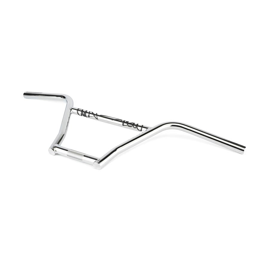 Black Eclat BMX controller handlebars with 22.2mm rise, designed for BMX bikes, shown with a close-up of the handlebars.