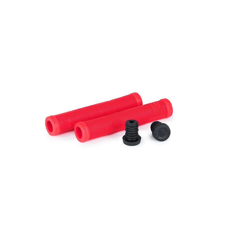 Black Eclat Pulsar grips for BMX bikes, showing the textured rubber surface and branded logo for secure handling.