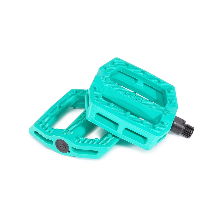 Black Eclat Slash platform pedals for BMX bikes, shown as a pair with durable metal construction and wide grip surfaces.