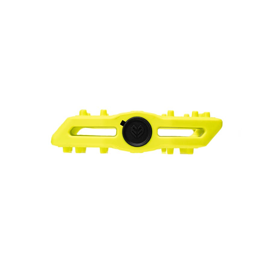 Pair of black Eclat Slash platform pedals with metal pins and wide foot platforms for BMX and mountain biking.