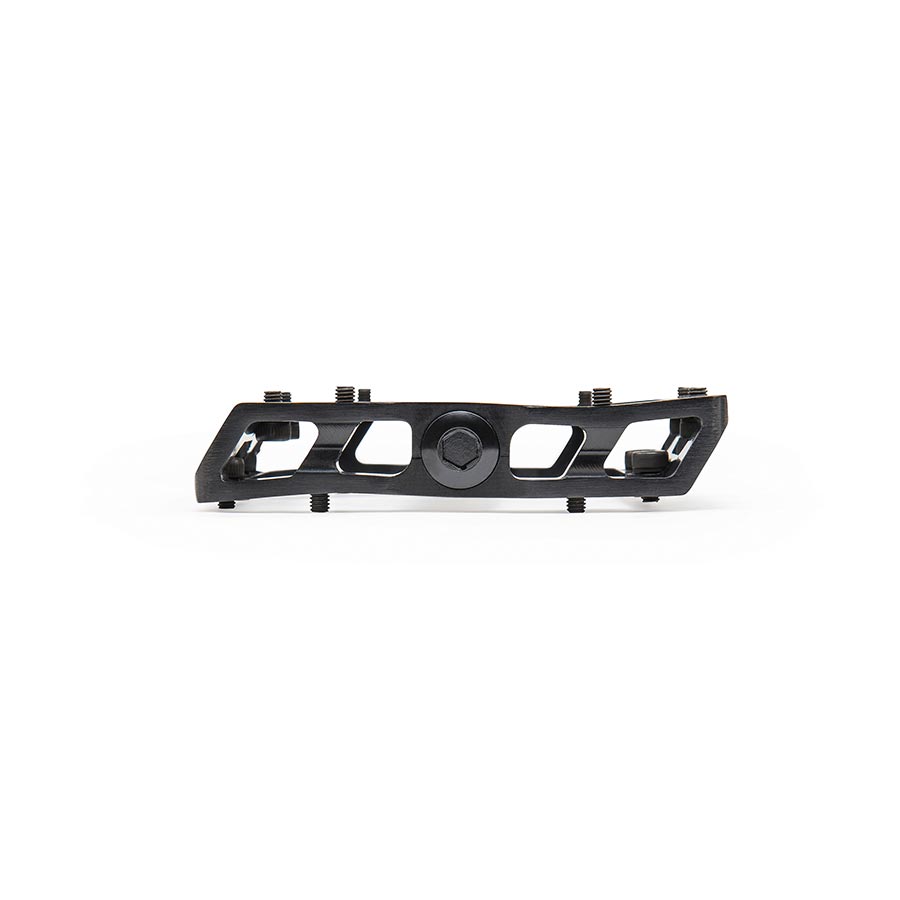 Pair of black Eclat Surge CNC platform pedals for BMX bikes, featuring durable construction and grip-enhancing design.