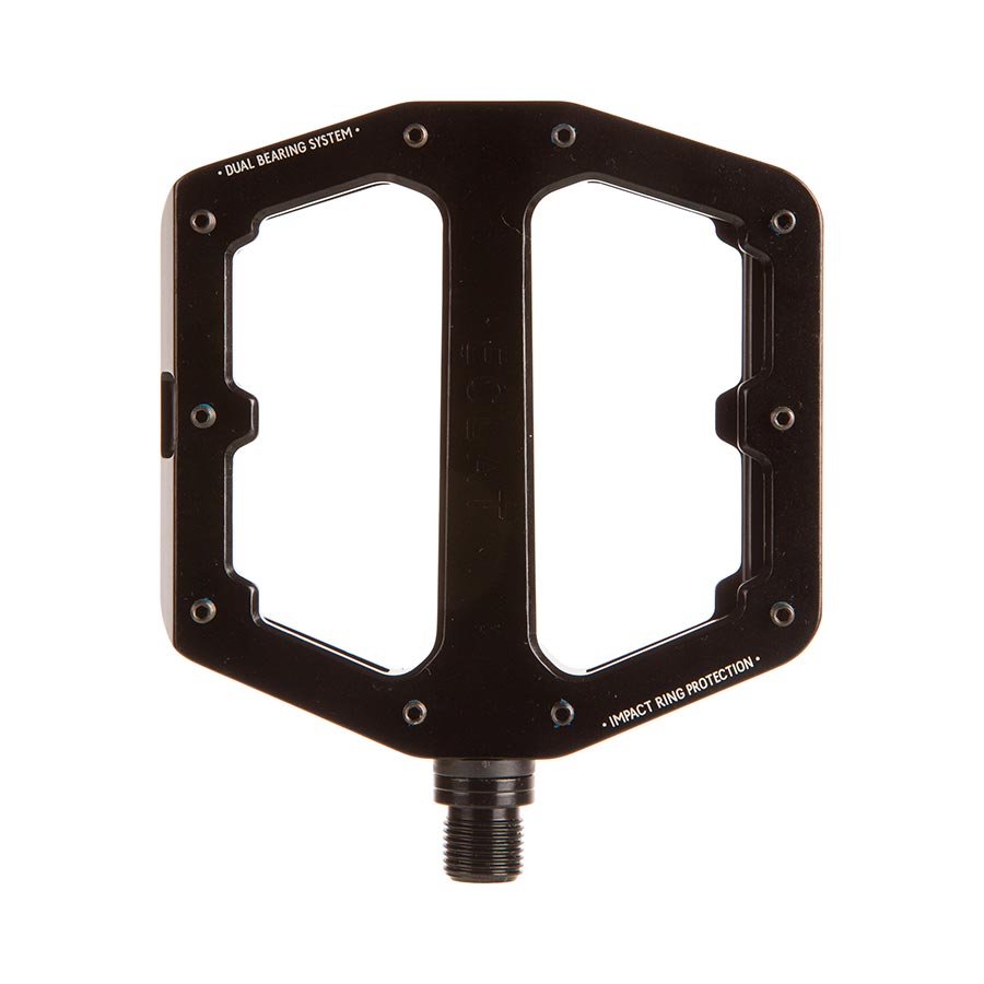 Black Eclat Surge XL platform pedals with sturdy metal body and grip pins, designed for BMX and mountain biking.