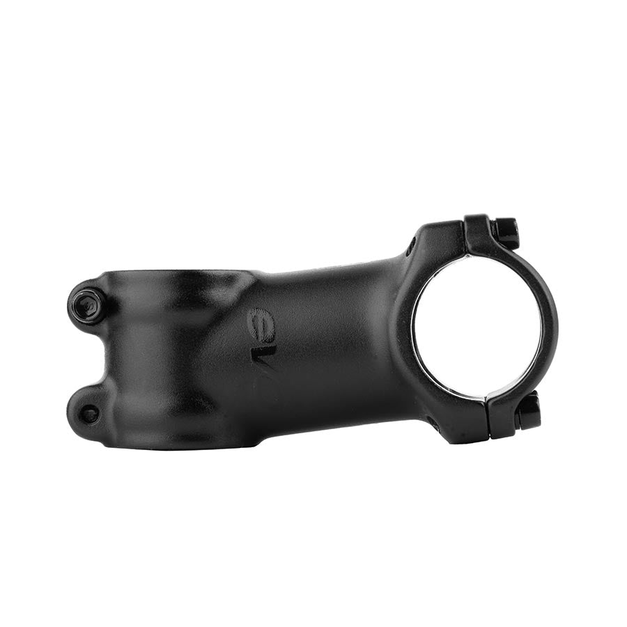 Evo Ascend Pro Threadless Stem in black, 60mm length for 1-1/8 inch steerers, mounted on a bicycle handlebar.