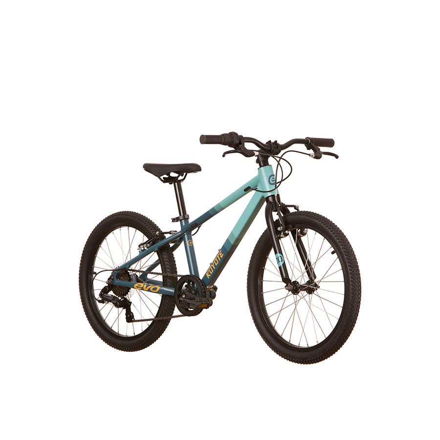 Gray Evo Koyote 20 7S kids and youth bicycle with a sturdy frame and adjustable seat, designed for young riders.