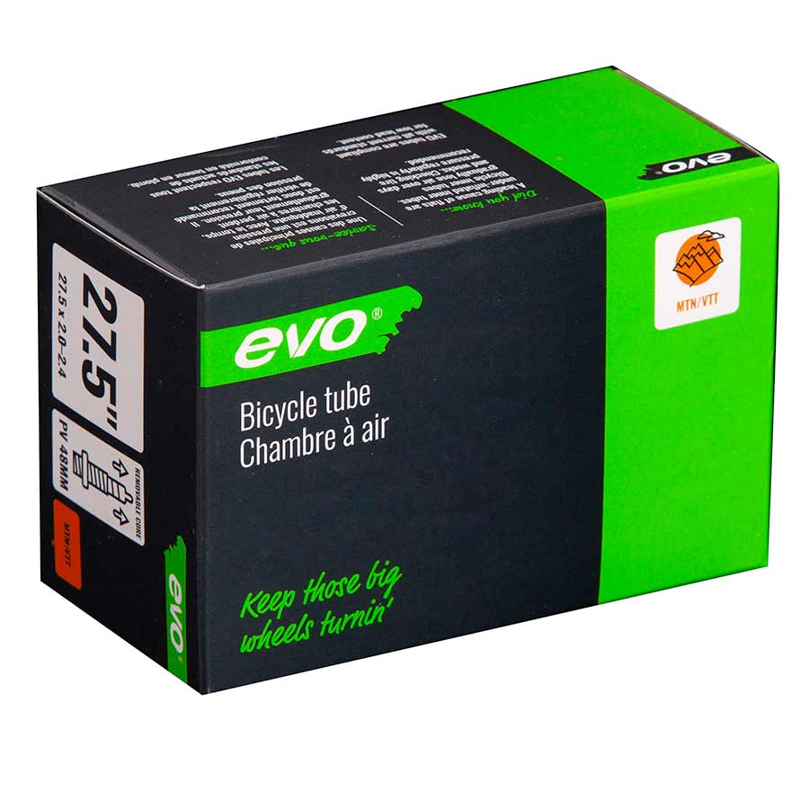 Evo Presta tubes for 700c bikes, 48mm length, compatible with 23-25c tires, ready for road cycling.