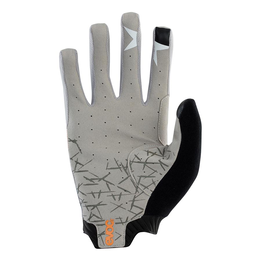 Black EVOC Enduro Touch full finger gloves with reinforced palms and adjustable wrist straps for cycling comfort.