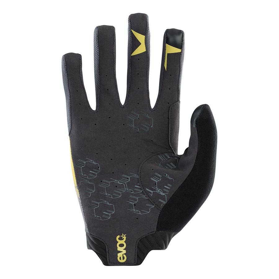 Black EVOC Enduro Touch full finger gloves with reinforced palms and touchscreen fingertips for riding comfort and protection.